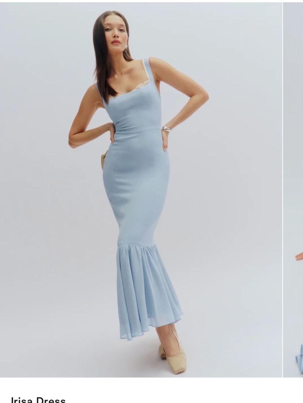 Reformation Powder Blue Fitted Maxi Mermaid Dress
